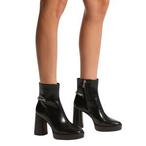 Michael Kors Carlisle Black Leather Platform Heel Boot, size US 8 NWT